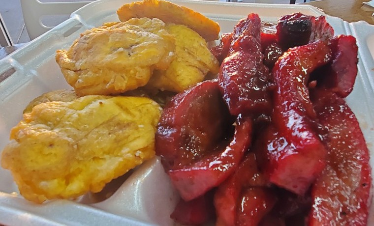 The restaurant's bestseller is its boneless BBQ ribs plate, served here with tostones - PHOTO BY JESSE SENDEJAS JR.