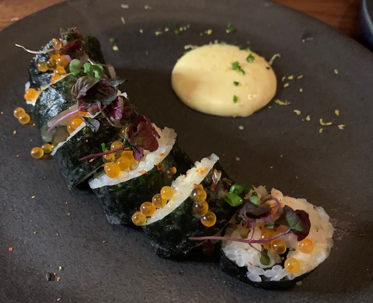 The Lobster Maki combines luxurious lobster with a creamy sabayon. - PHOTO BY LORRETTA RUGGIERO