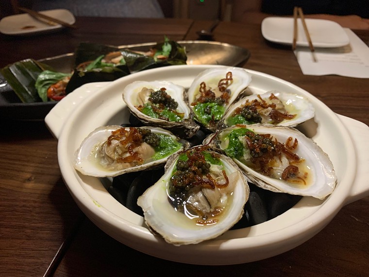Hearth-roasted oysters get a Japanese kiss of koji. - PHOTO BY LORRETTA RUGGIERO
