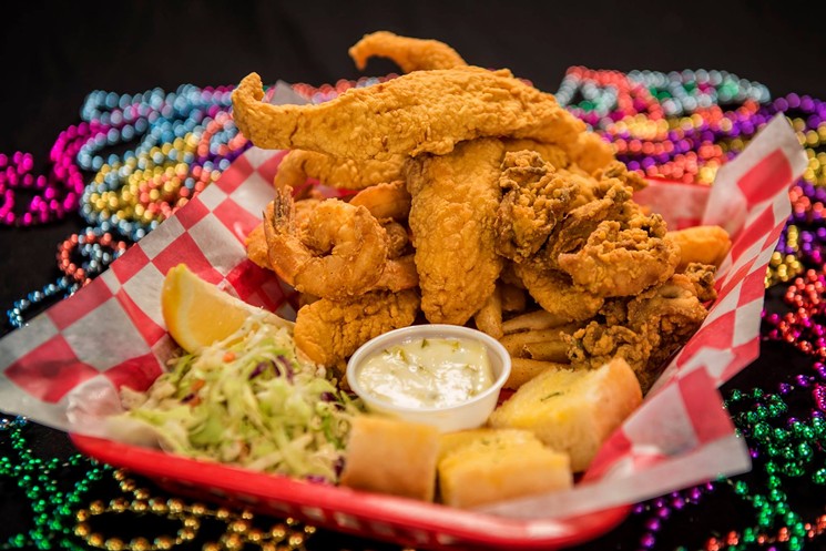 The fried seafood platter at The Lost Cajun features catfish, shrimp and oysters, - PHOTO COURTESY OF THE LOST CAJUN