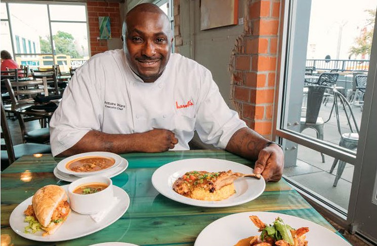 Chef Antoine Ware serves up his take on grillades and grits at Harold's in the Heights. - PHOTO BY TROY FIELDS