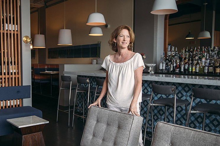 Claire Smith in her new venture, Alice Blue,  a sleek, modern bistro in the Heights. - PHOTO BY TROY FIELDS