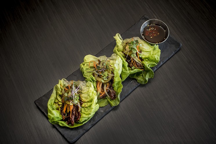 The Turkey Neck Lettuce Wraps are a menu highlight with tender shredded turkey meat. - PHOTO BY DANIEL KRAMER