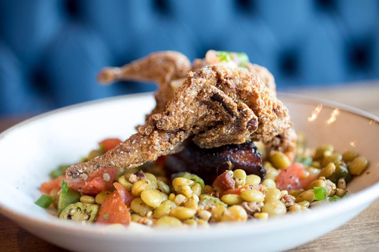 The fried quail was a hit along with the Southern succotash it rested on. - PHOTO BY DANIEL KRAMER