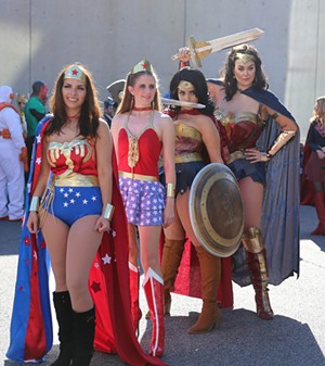 Comic book movies have become hot properties in recent years, easily eclipsing the actual comic books. Here are several of DC's Wonder Woman at the 2016 New York Comic Con. - PHOTO BY RICHIE S/WIKI COMMONS