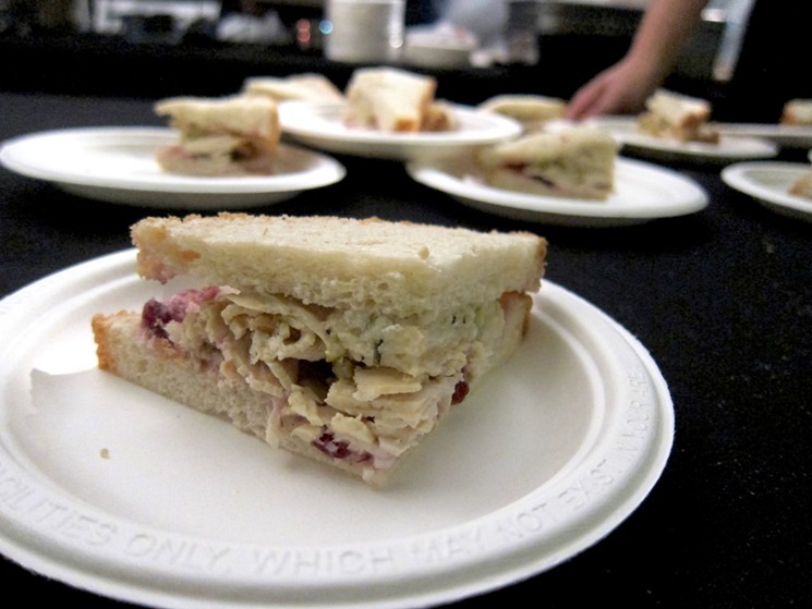 Smoked turkey, sourdough stuffing and cranberry mayo sandwiches by Jonathan's the Rub. - PHOTO BY MAI PHAM