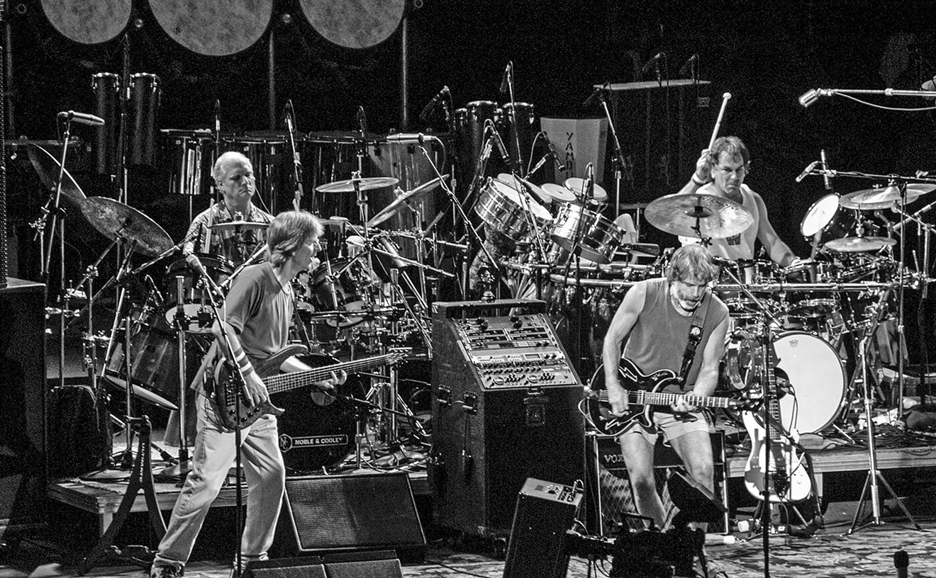 The "Core Four" back together -seemingly in harmony - at Alpine Valley in 2002 (l to r): Bill Kreutzmann, Phil Lesh, Bob Weir, and Mickey Hart.