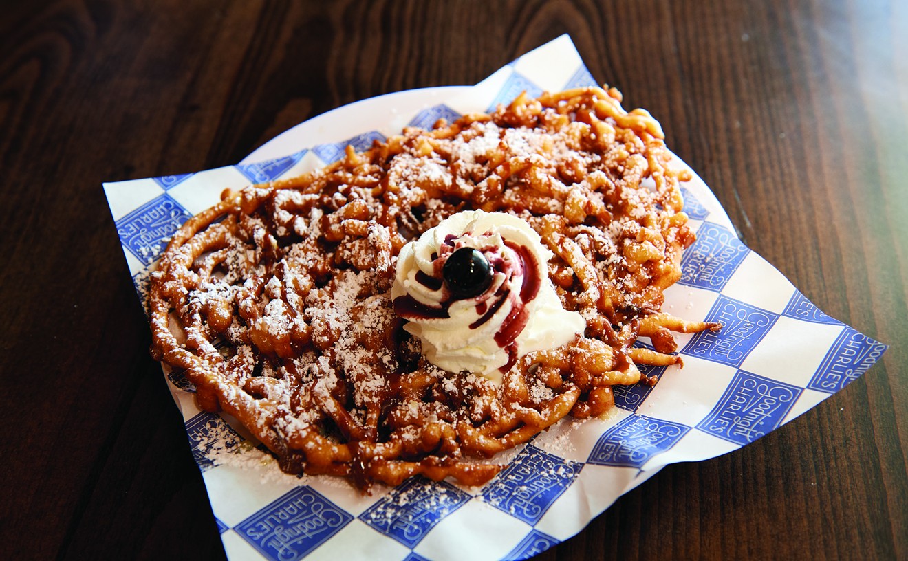 Devour a "5 Leches Funnel Cake" at Goodnight Charlie’s, one of the favorite local joints on the Cultural Crawl.