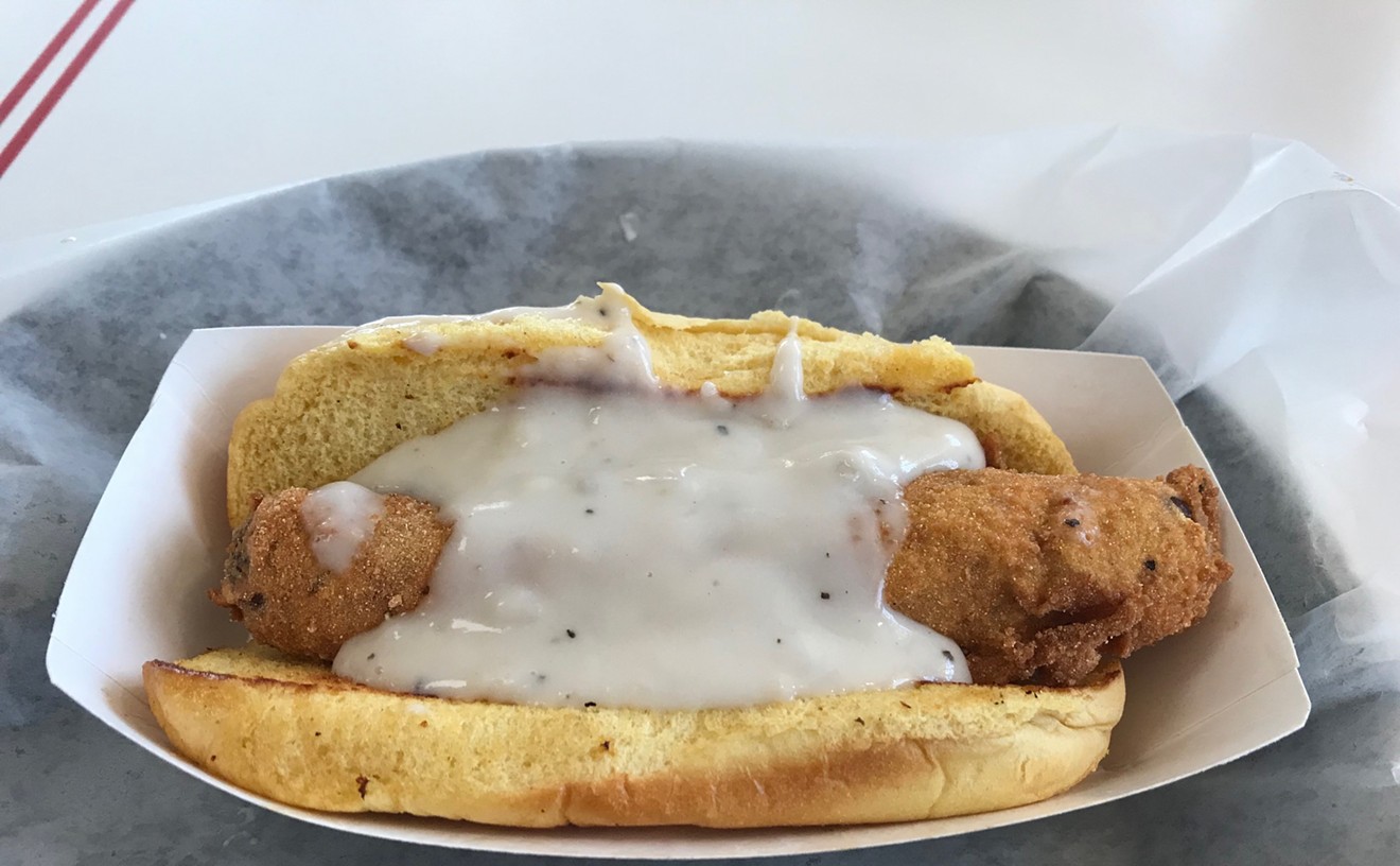The Chicken Fried Dog, in its gravy-covered glory.