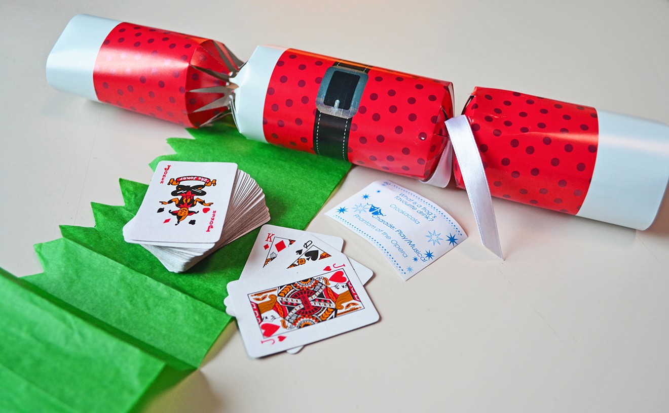 Christmas crackers are a British tradition. Two people pull the brightly-wrapped tube apart to make a cracking noise and find gifts inside; whoever gets the crown is named king or queen for the day.