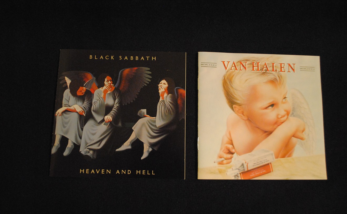 Black Sabbath and Van Halen both have album covers featuring angels smoking cigarettes