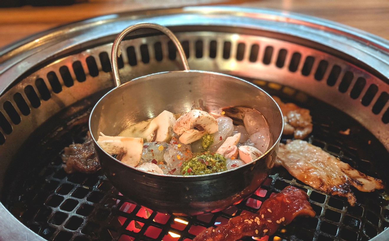 Various items on the grill at Gyu-Kaku
