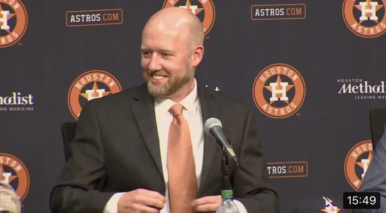James Click is out after three seasons as Houston Astros general manager.