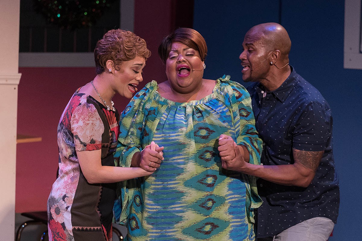 Regina Hearne, who sang in 2017's Soulful Sounds of Christmas (center), returns to The Ensemble Theatre to perform in Sistas: The Musical. Chika Caba Ma'atunde wrote the music and lyrics for Soulful and returns to handle musical direction for Sistas.