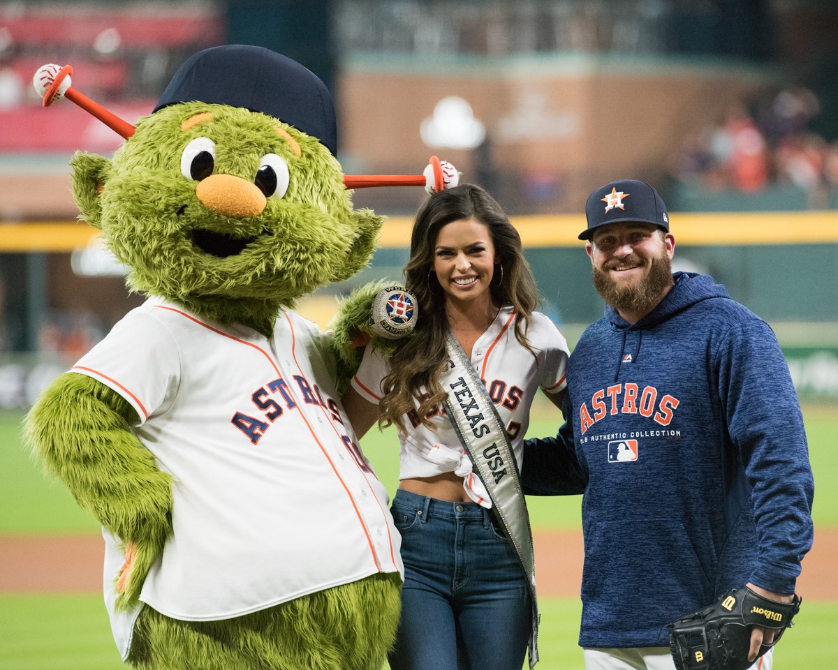 Houston Astros Mascot Orbit Performs During Editorial Stock Photo