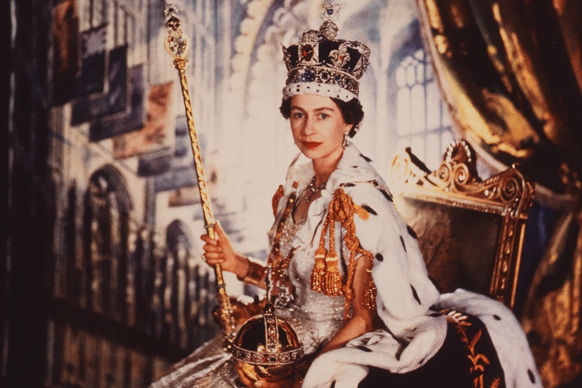While the older objects in MFAH's "Tudors to Windsors: British Royal Portraits from Holbein to Warhol" exhibit are paintings or sculpture, the newer pieces also include photography. Shown: Queen Elizabeth II, 2 June 1953 (detail) by Cecil Beaton.