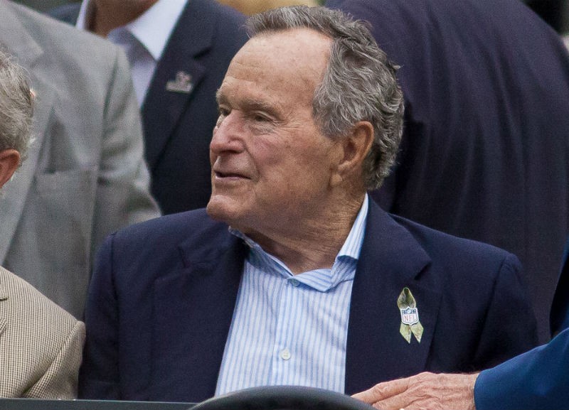 George H.W. Bush at a Texans home game in November 2017.