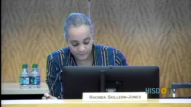 HISD Board President Rhonda Skillern Jones trekked through another disruptive meeting.