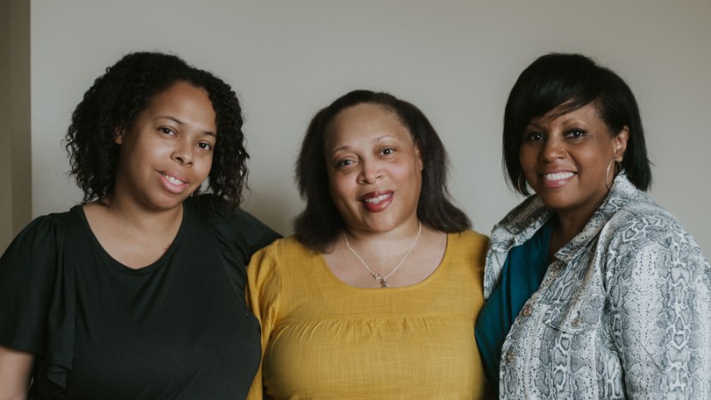 The Lampkin sisters — Tiffany (left), Erneka (middle) and Zanda (right) — all just graduated from University of Houston Downtown in Saturday’s virtual ceremony.
