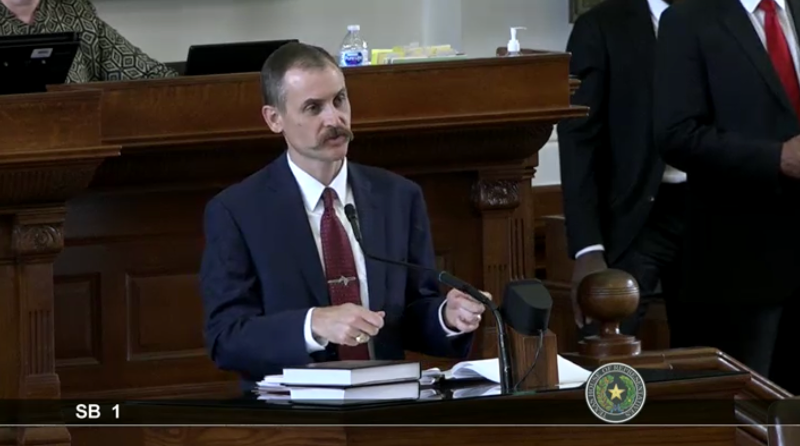 Impressively mustachioed State Rep. Andrew Murr (R-Kerrville), author of the GOP's latest election bill, defended it Thursday.
