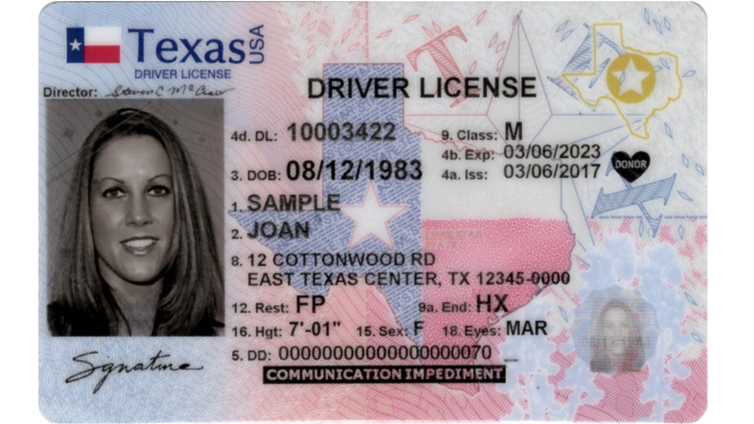 Ids license. Texas Driver License.
