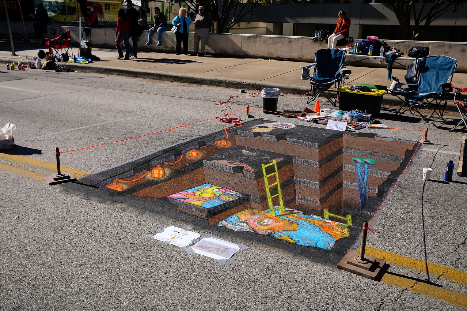 street chalk art lava