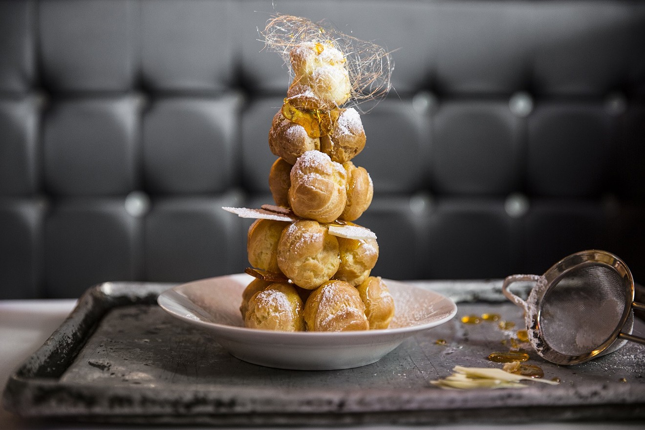 One Fifth is closing out its anniversary dinner with spectacular desserts, including a stunning croquembouche from pastry director Victoria Dearmond.
