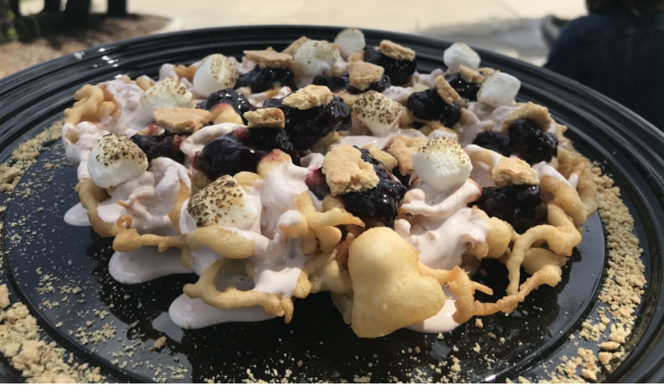 The "Hansel and Gretel" funnel cake; Wild Mountain Blackberries, Torched Marshmallow, Graham Cracker Crumbs