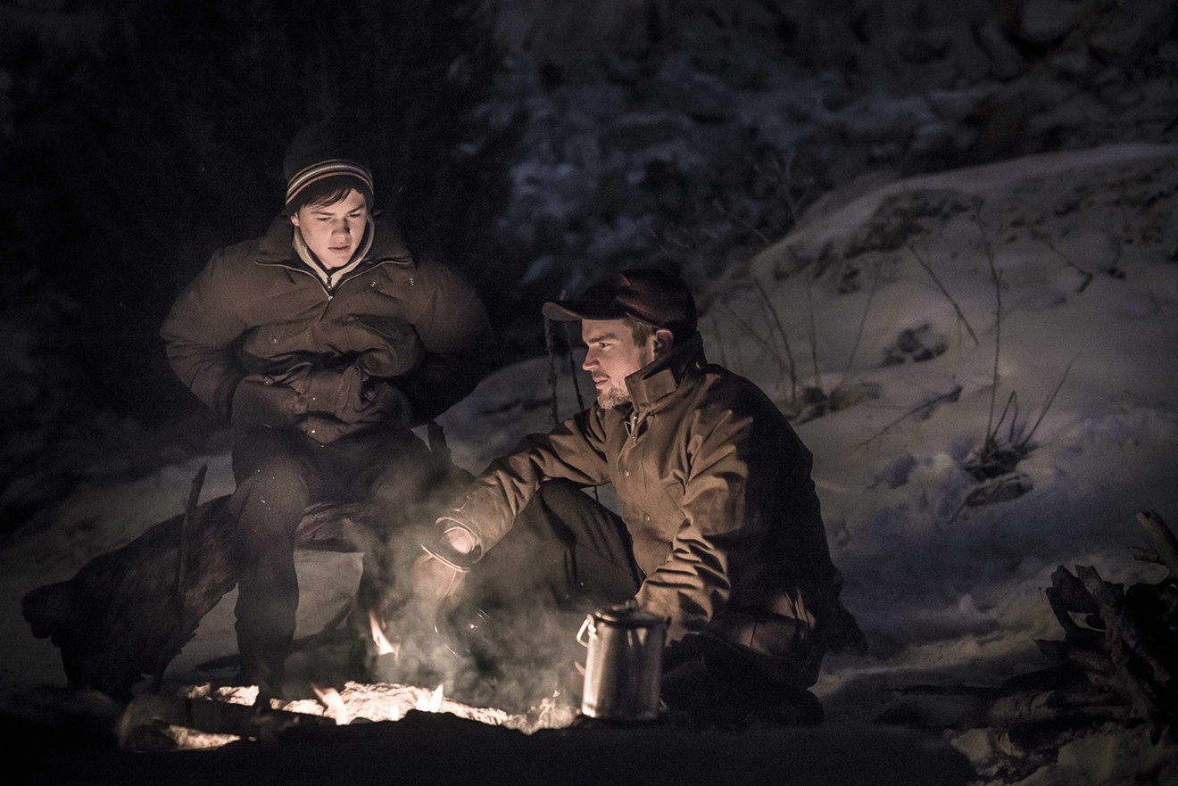 In Walking Out, Matt Bomer (right) and Josh Wiggins play father and son trying to share a bonding experience during a hunting trip in the beautiful, forbidding Crazy Mountains.