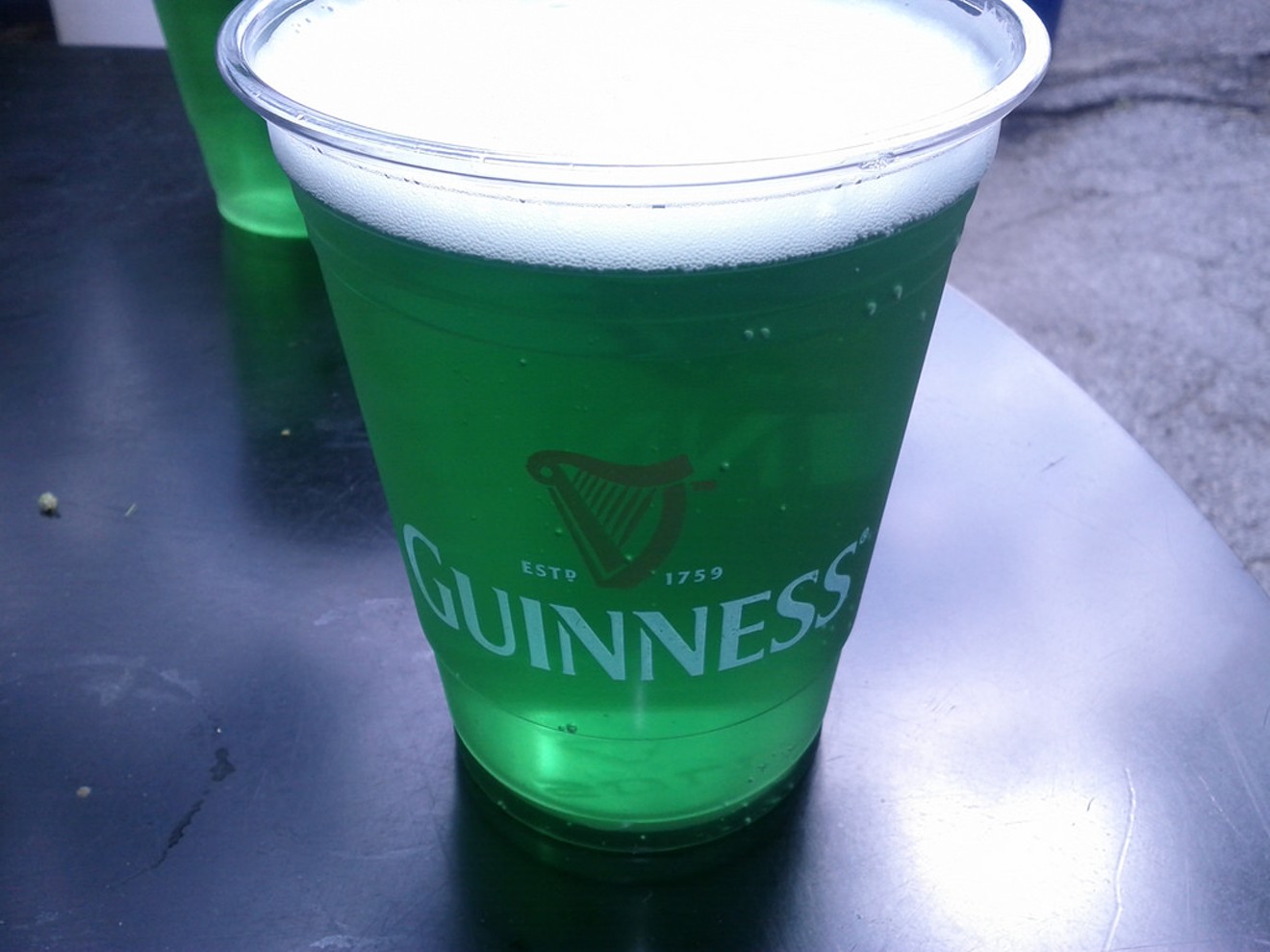 Green beer in a Guiness cup. Sacrilege? Possibly.