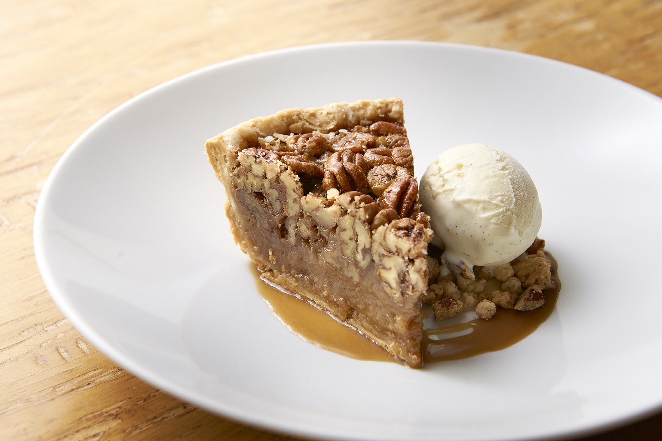 Finish your decadent, Texas-style feast with a slice of pecan pie at The Houstonian Hotel's Olivette.