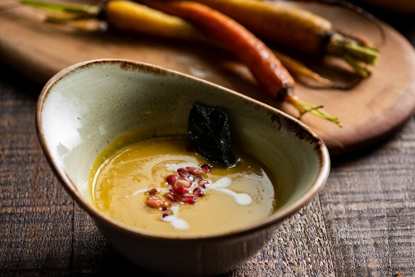 Start your Thanksgiving meal off with butternut squash bisque at CRÚ Food & Wine Bar.