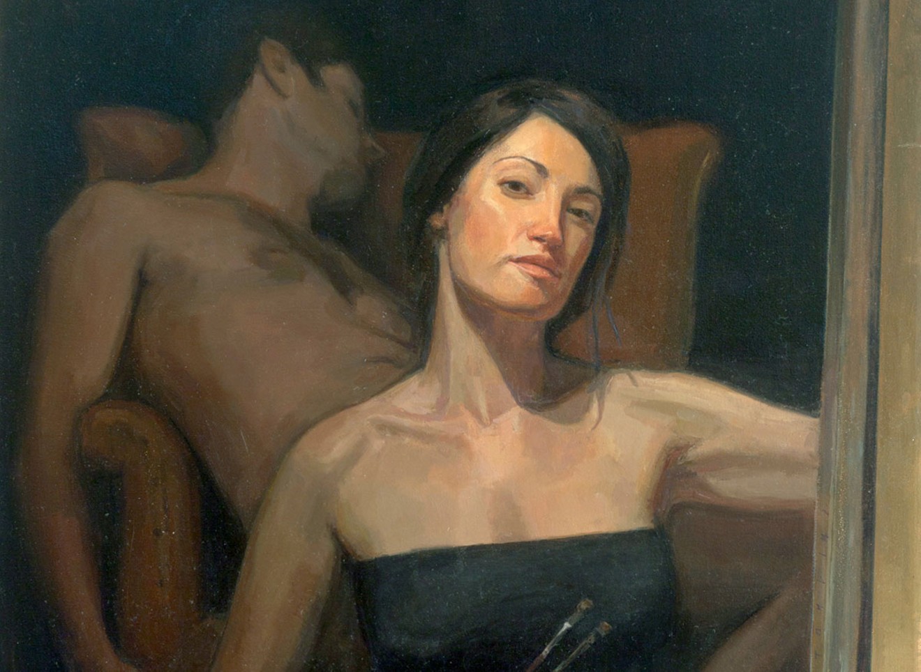Self Portrait with a Man (detail) by Rachel Constantine, on view in "Women Painting Women: In Earnest," a traveling museum exhibition.